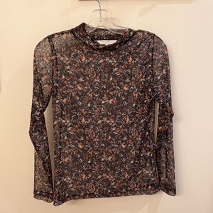 Part Two Copenhagen EylaPW long slv mesh t-shirt in black floral print, size xs